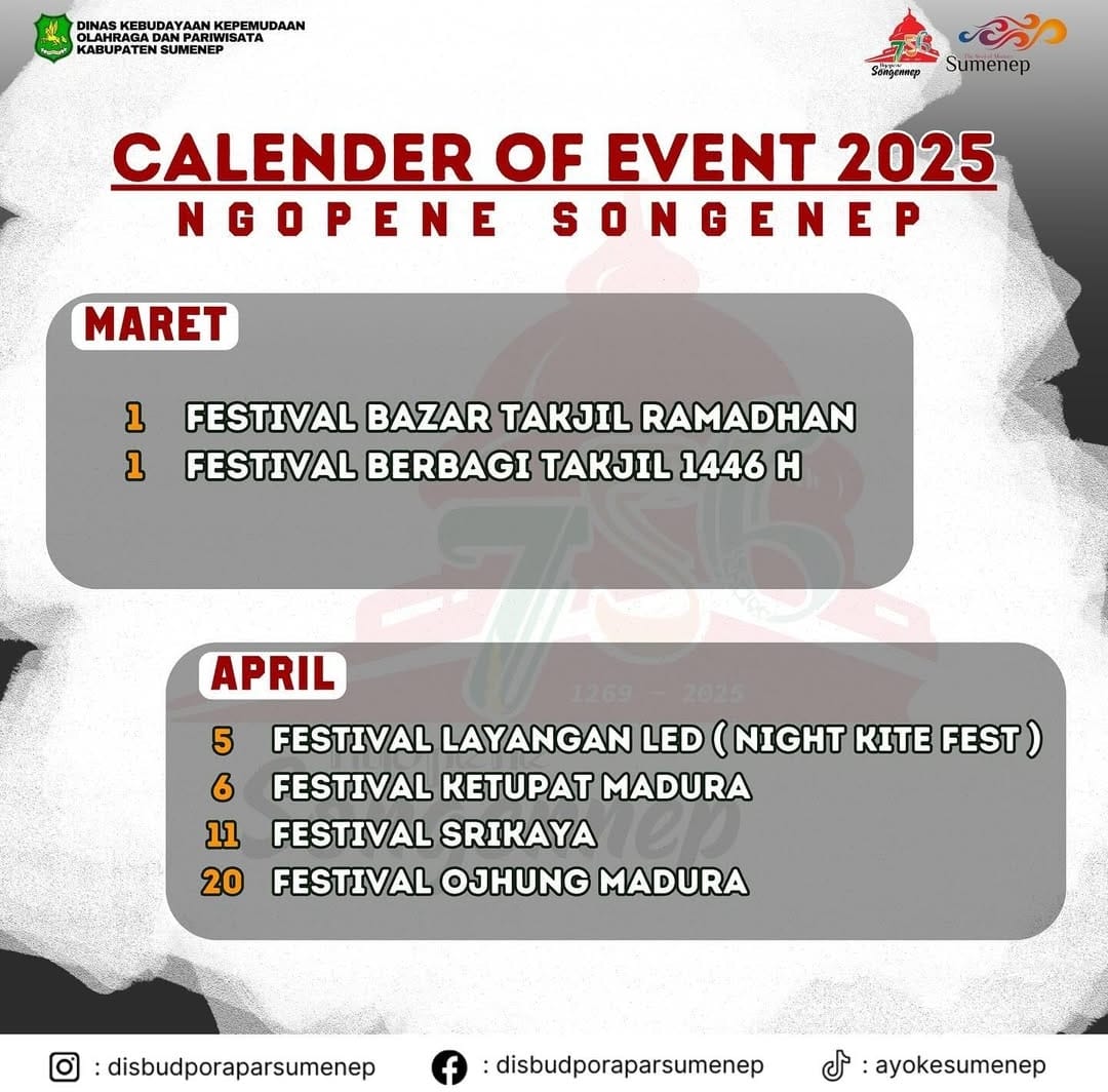 Jadwal Event Sumenep Maret-April 2025 (Istimewa/Doc. Parekas.com)