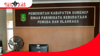KANTOR: Papan Nama kantor Disbudporapar Sumenep,  jalan Gotong Royong No.1, Lingkungan Delama, Pajagalan, Kecamatan Kota ( Dok. Redaksi)