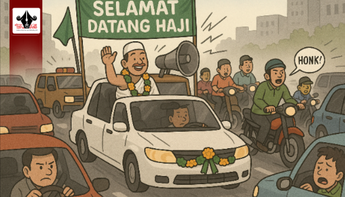 ILUSTRASI: iring-iringan haji atau konvoi sambutan kedatangan dari tanah Mekkah yang dikemas dalam bentuk parade hingga menyebabkan kemacetan